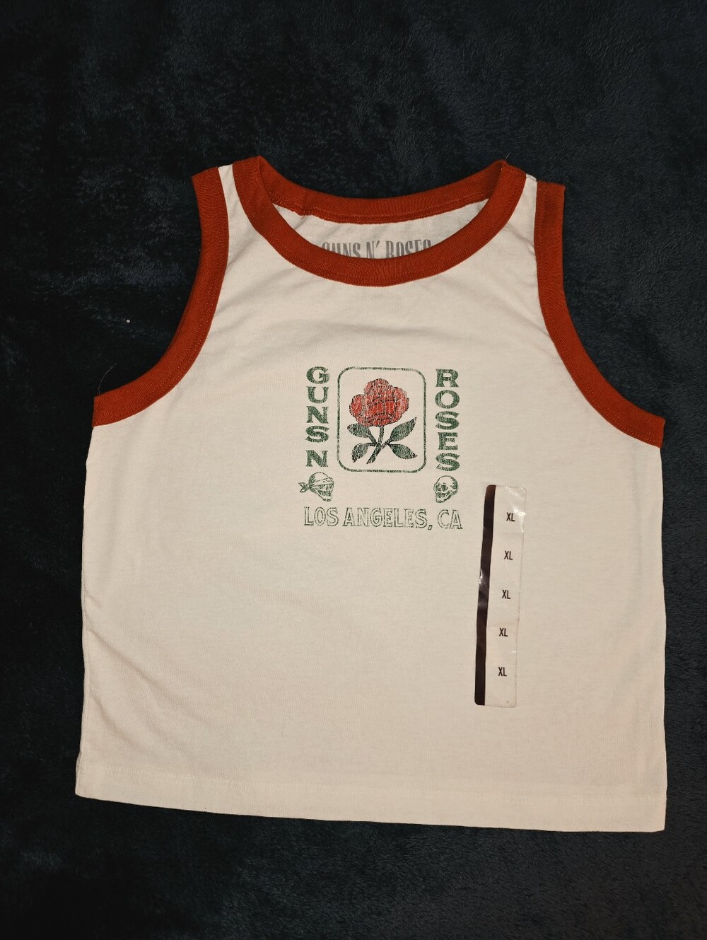 Guns N' Roses Cropped Ringer Tank Top White Red Baby Tee Ladies Small NWT